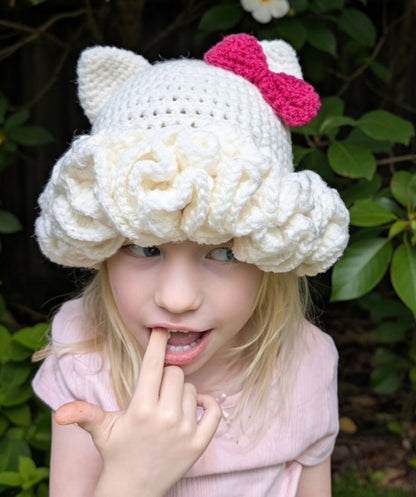 Cat Ear Ruffle Crochet Hat Pattern PDF - Ruffle Beanie, Easy Crochet Pattern, Cute Cat Hat, Beginner Friendly, Instant download