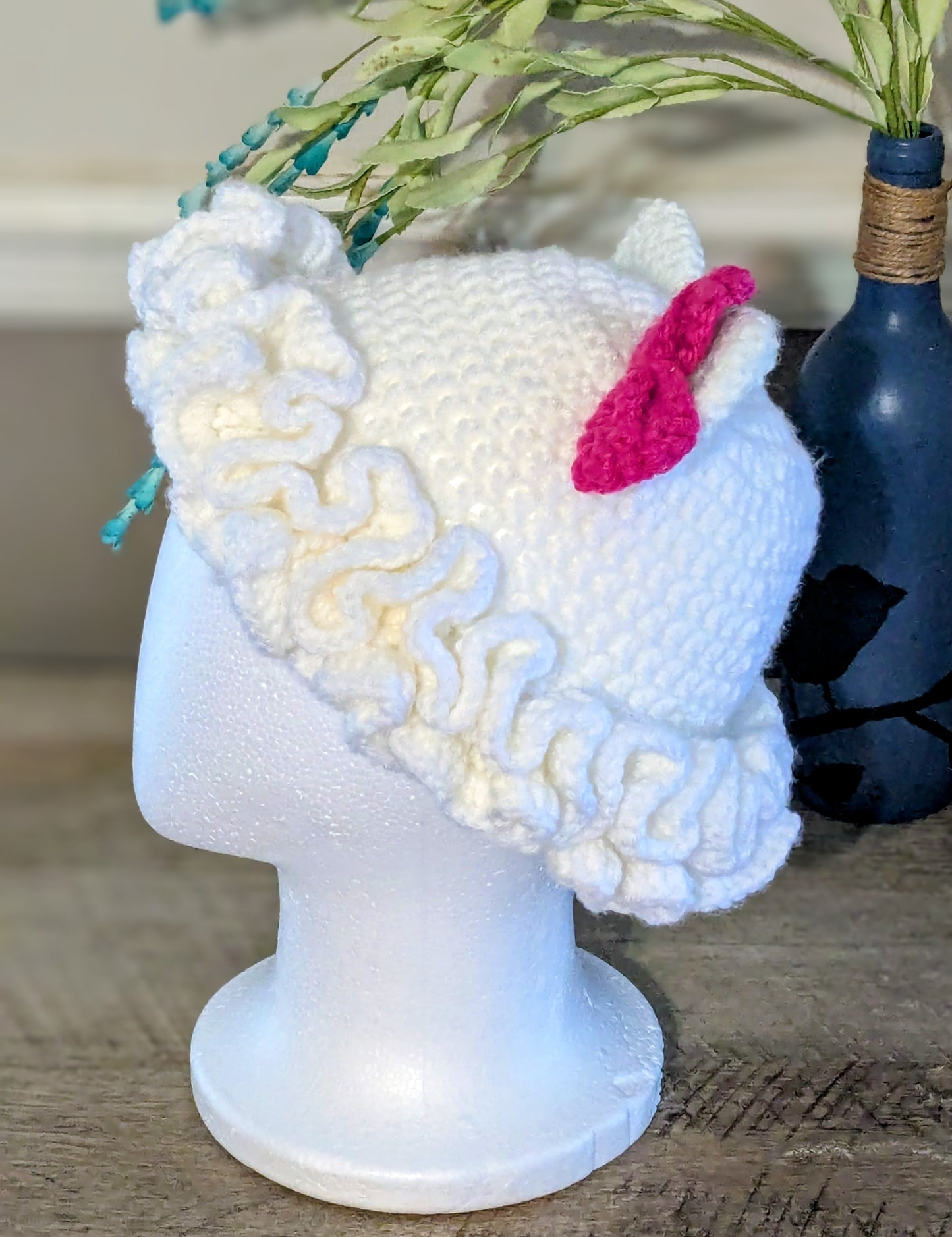 Cat Ear Ruffle Crochet Hat Pattern PDF - Ruffle Beanie, Easy Crochet Pattern, Cute Cat Hat, Beginner Friendly, Instant download