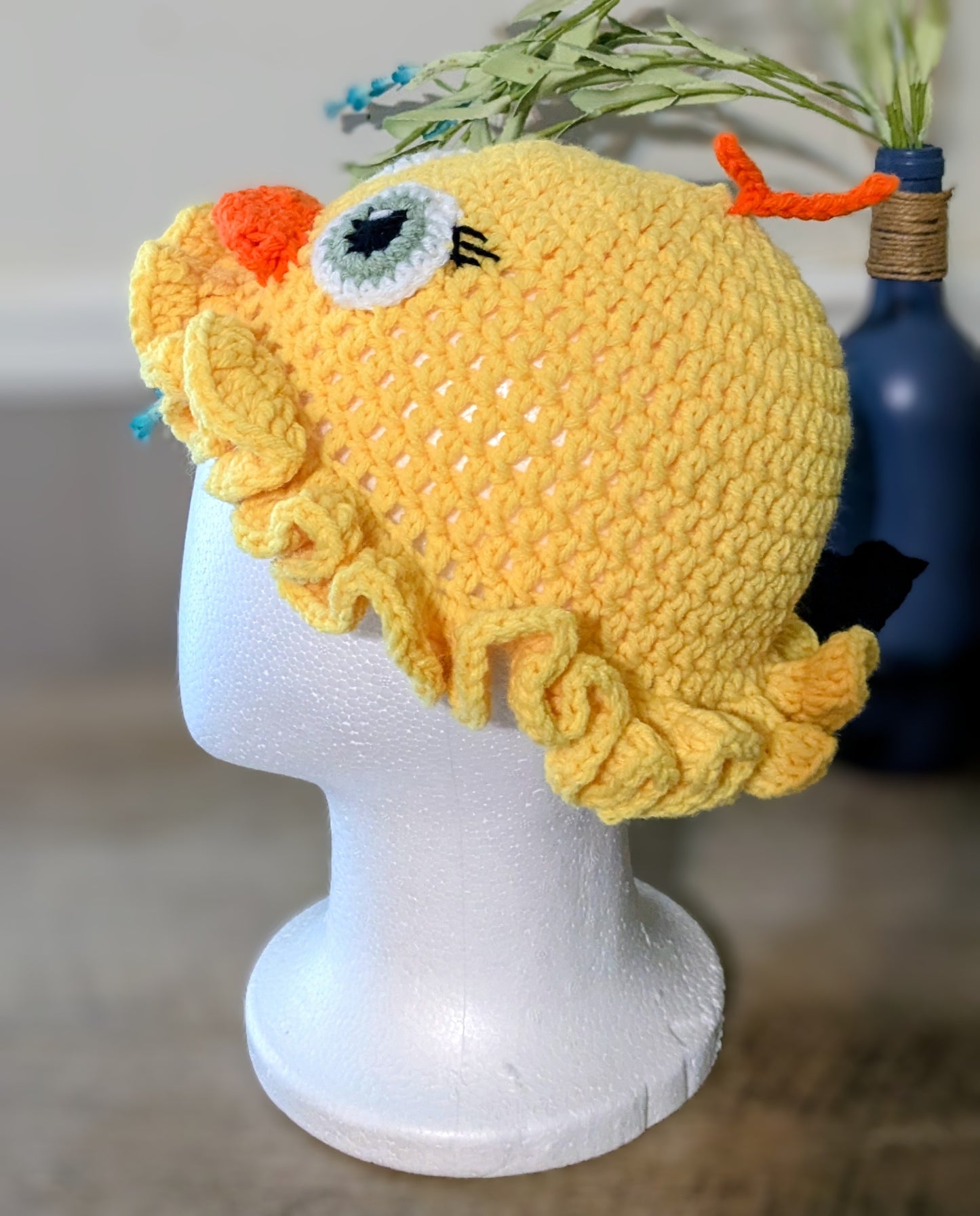 Crochet Chick Ruffle Hat – Handmade Baby Chick Hat – Cute Animal Beanie for Toddler, Child, Teen & Adult